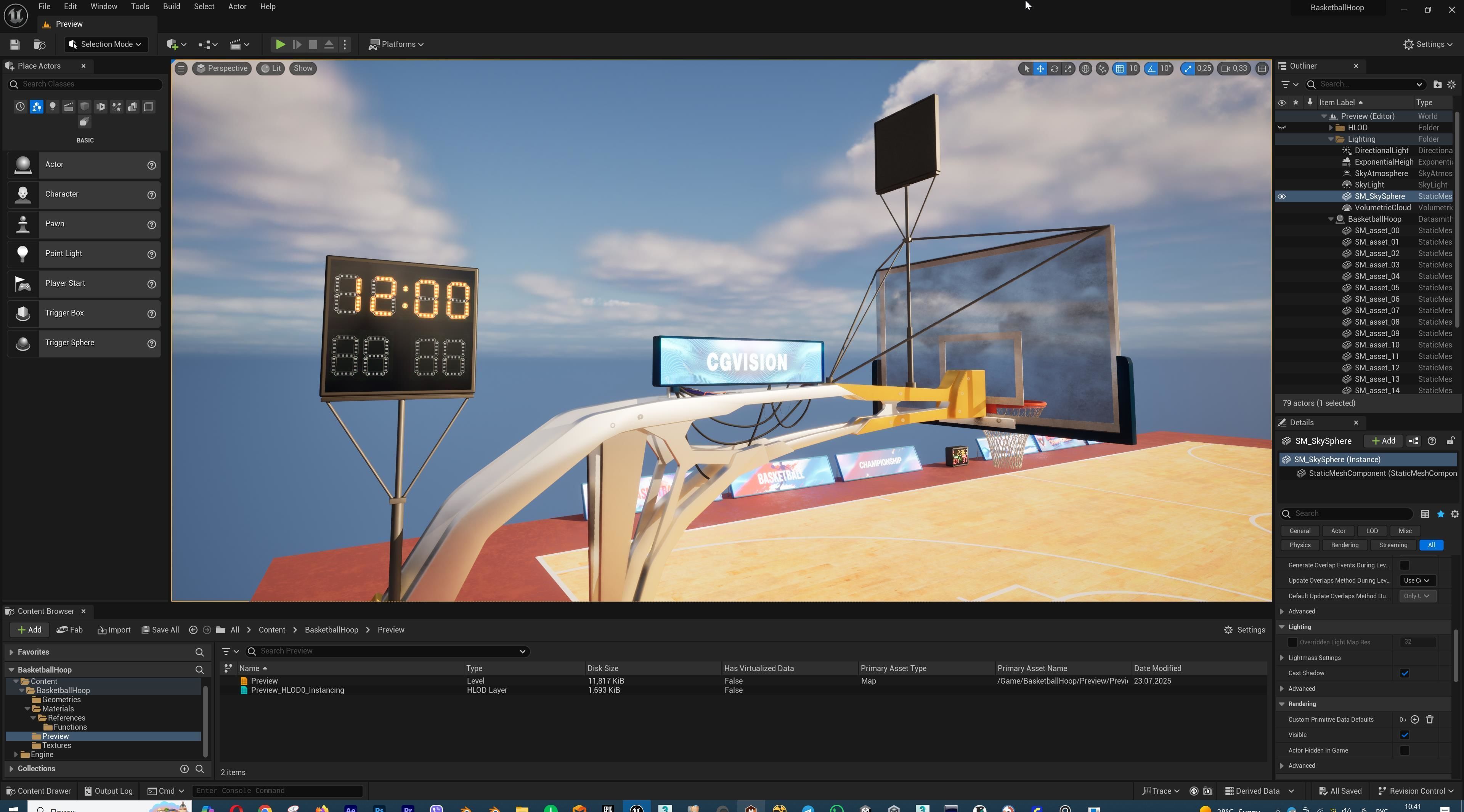 Basketball Court Set with Hoop Floor Timers LED Screens Low-poly 3D model_45