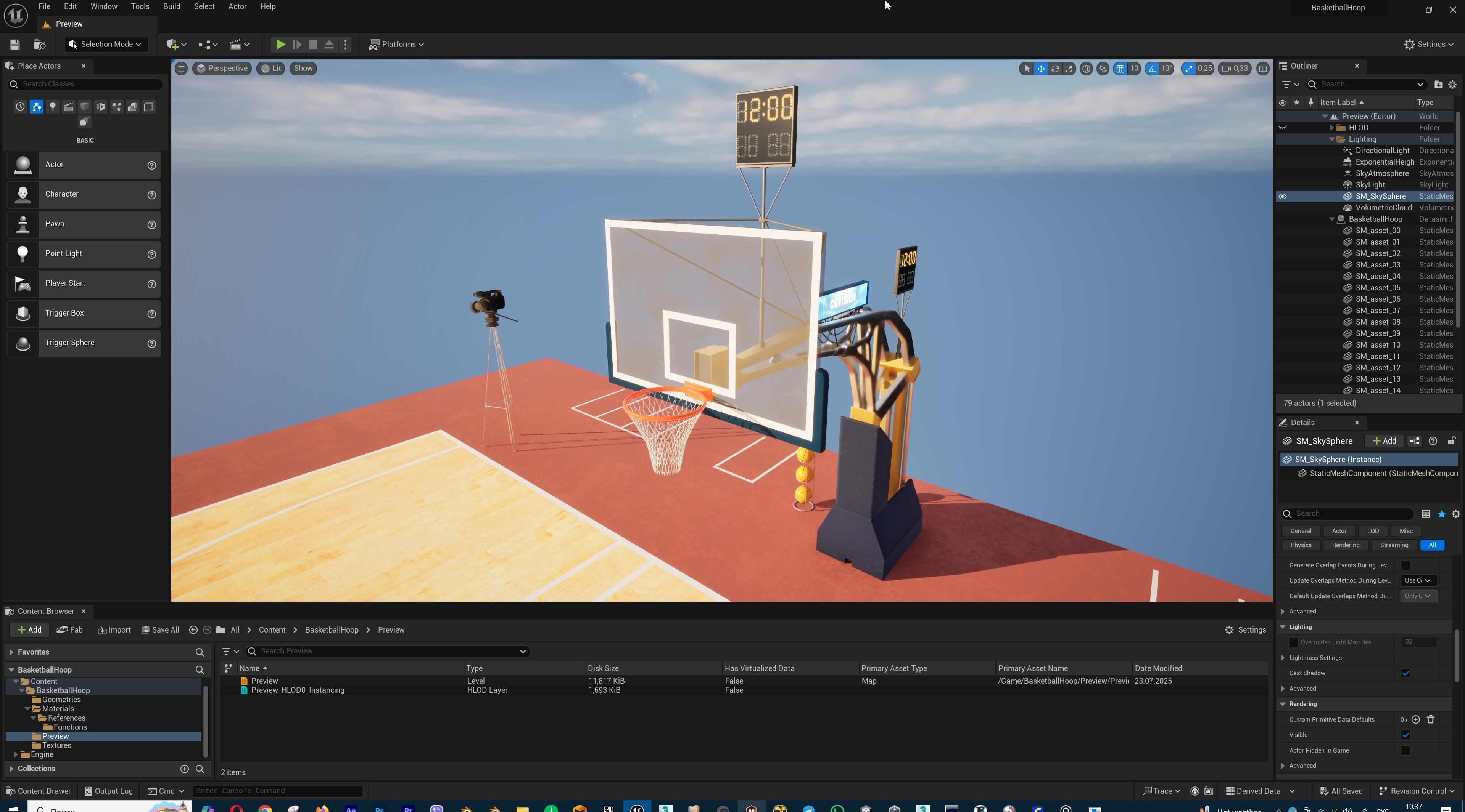 Basketball Court Set with Hoop Floor Timers LED Screens Low-poly 3D model_42