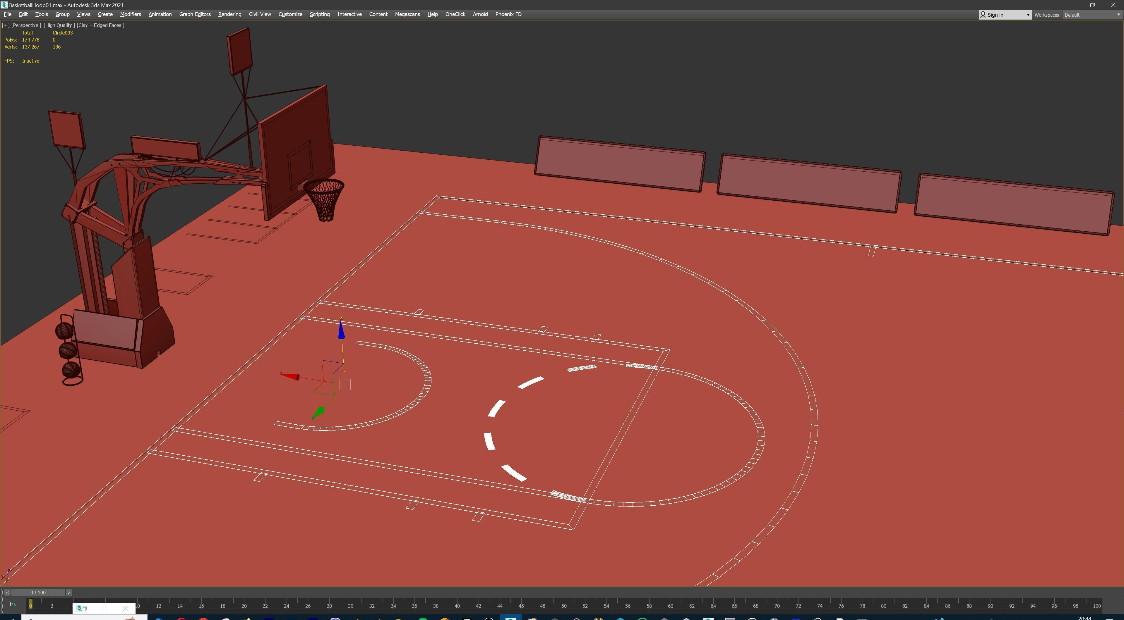 Basketball Court Set with Hoop Floor Timers LED Screens Low-poly 3D model_29