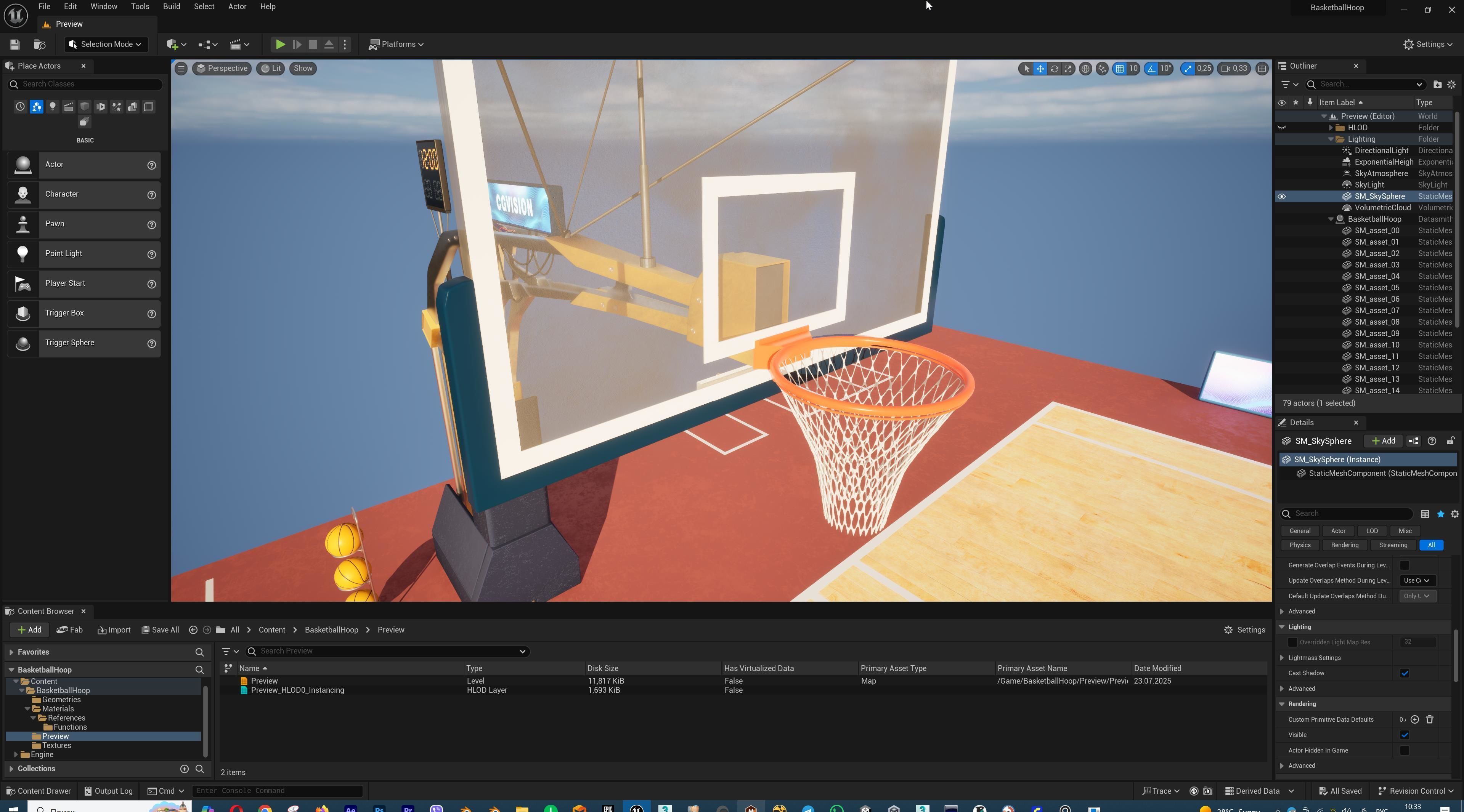 Basketball Court Set with Hoop Floor Timers LED Screens Low-poly 3D model_36