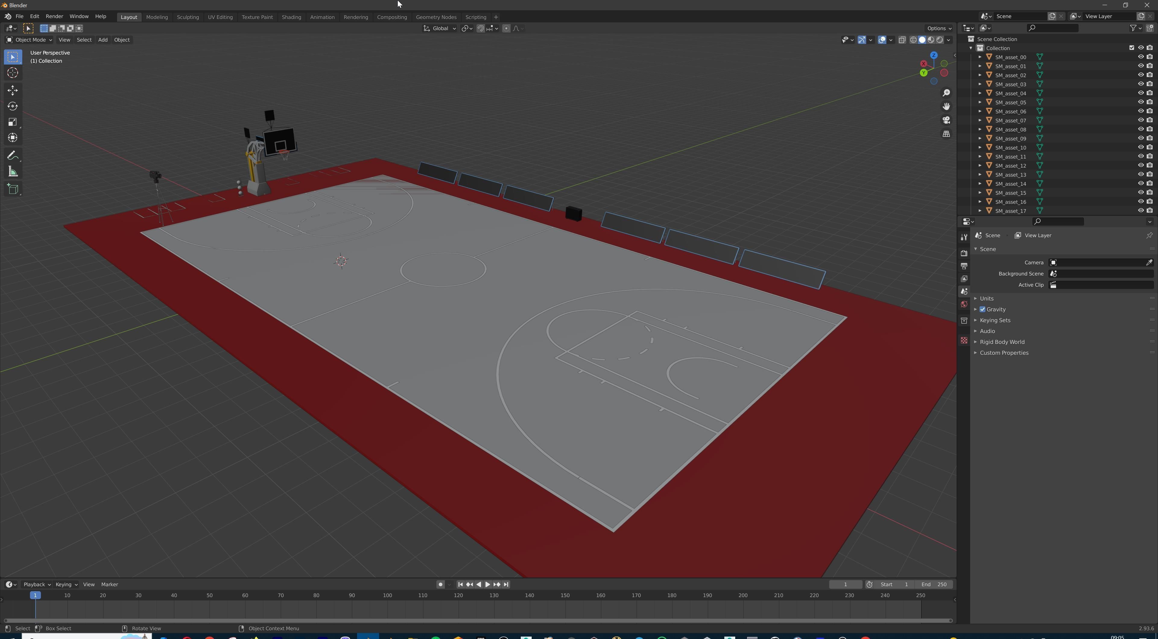 Basketball Court Set with Hoop Floor Timers LED Screens Low-poly 3D model_33