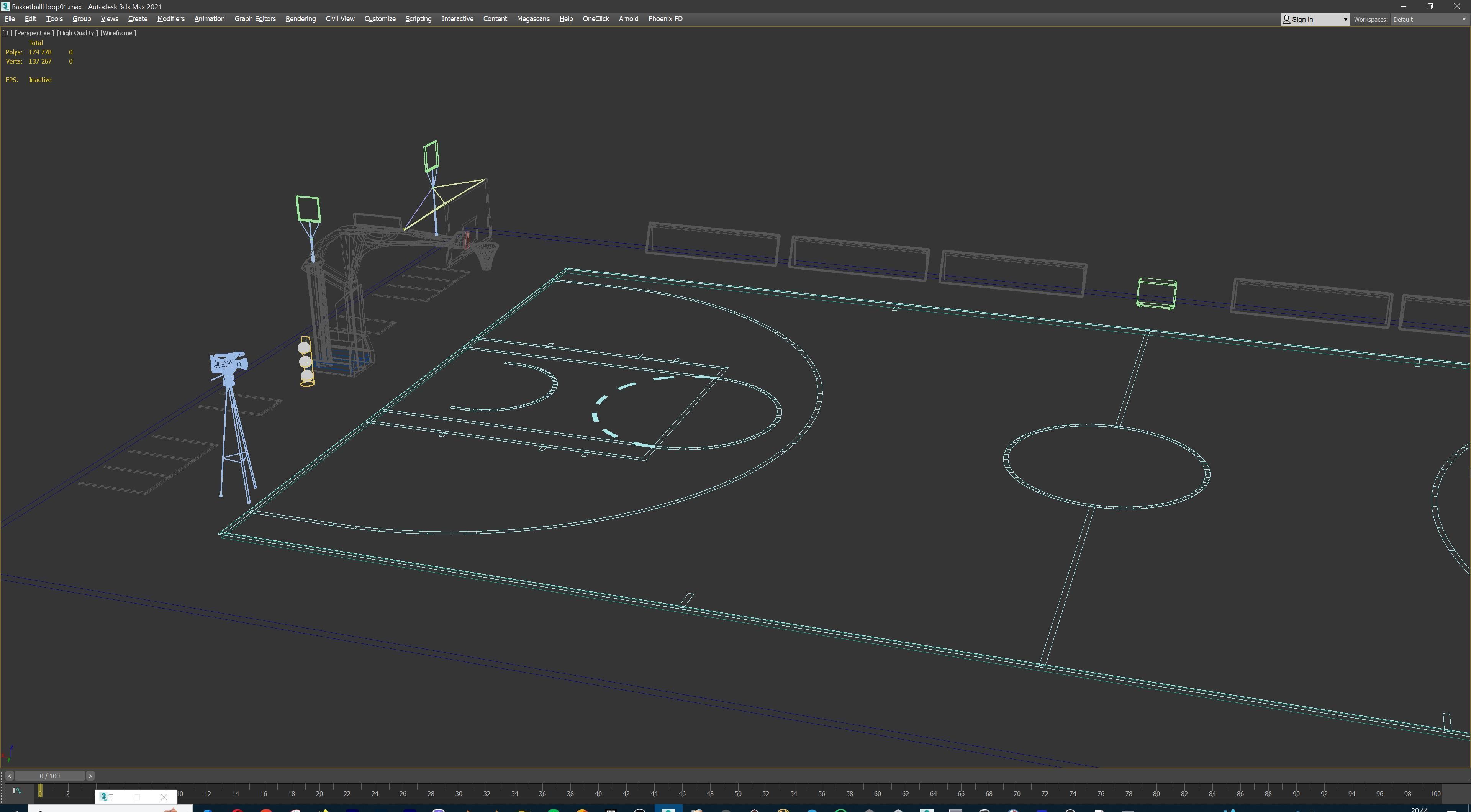 Basketball Court Set with Hoop Floor Timers LED Screens Low-poly 3D model_30