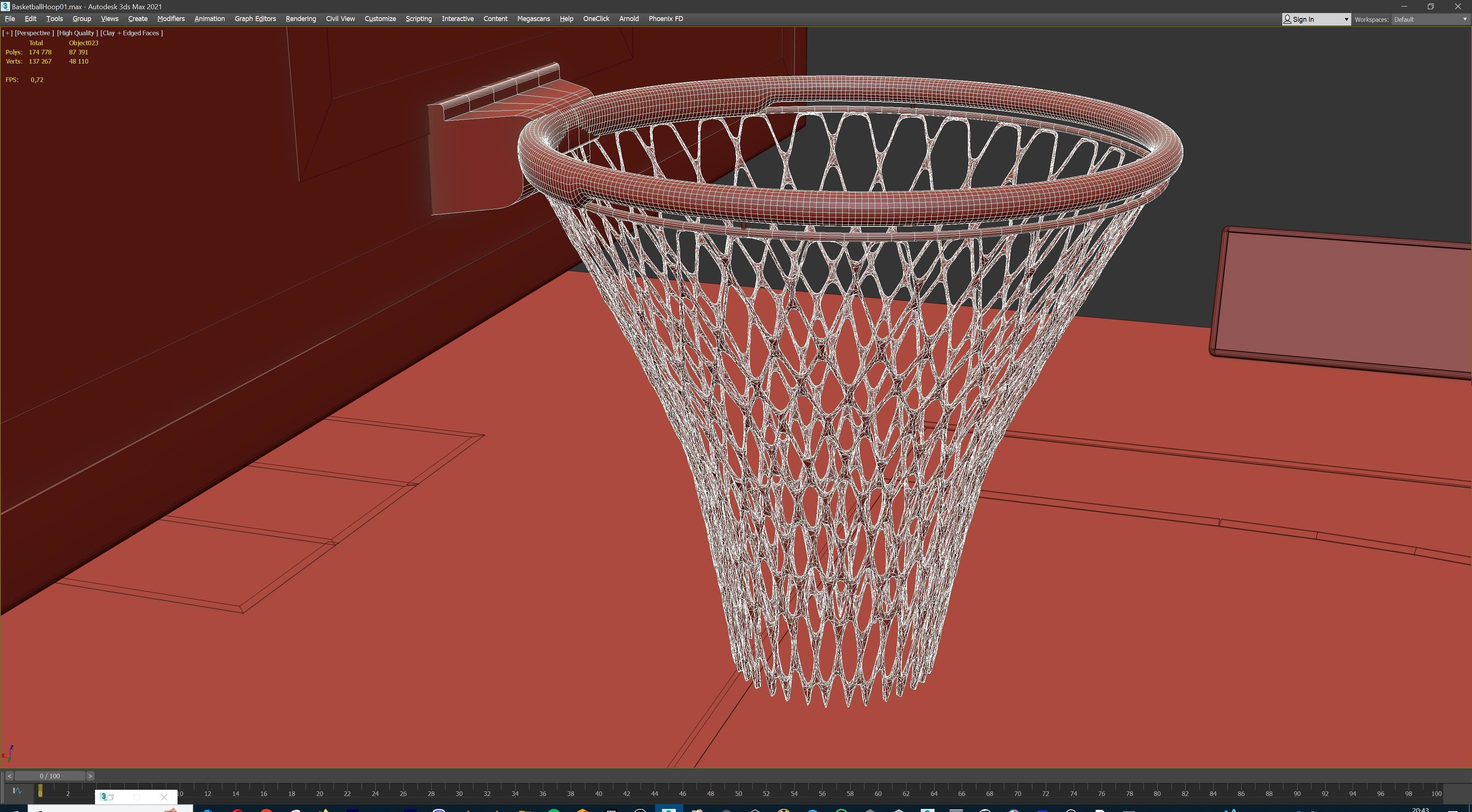 Basketball Court Set with Hoop Floor Timers LED Screens Low-poly 3D model_27