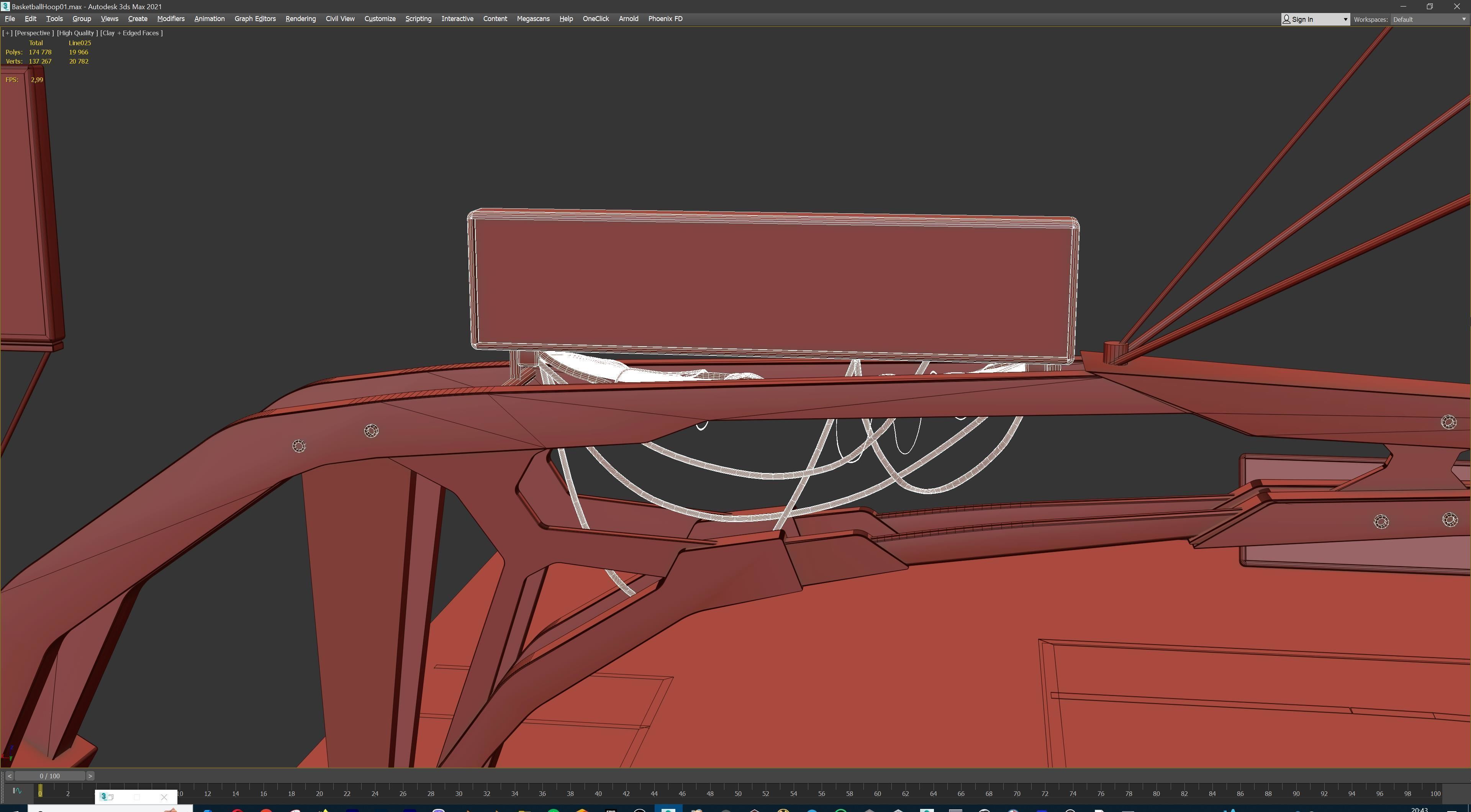 Basketball Court Set with Hoop Floor Timers LED Screens Low-poly 3D model_28