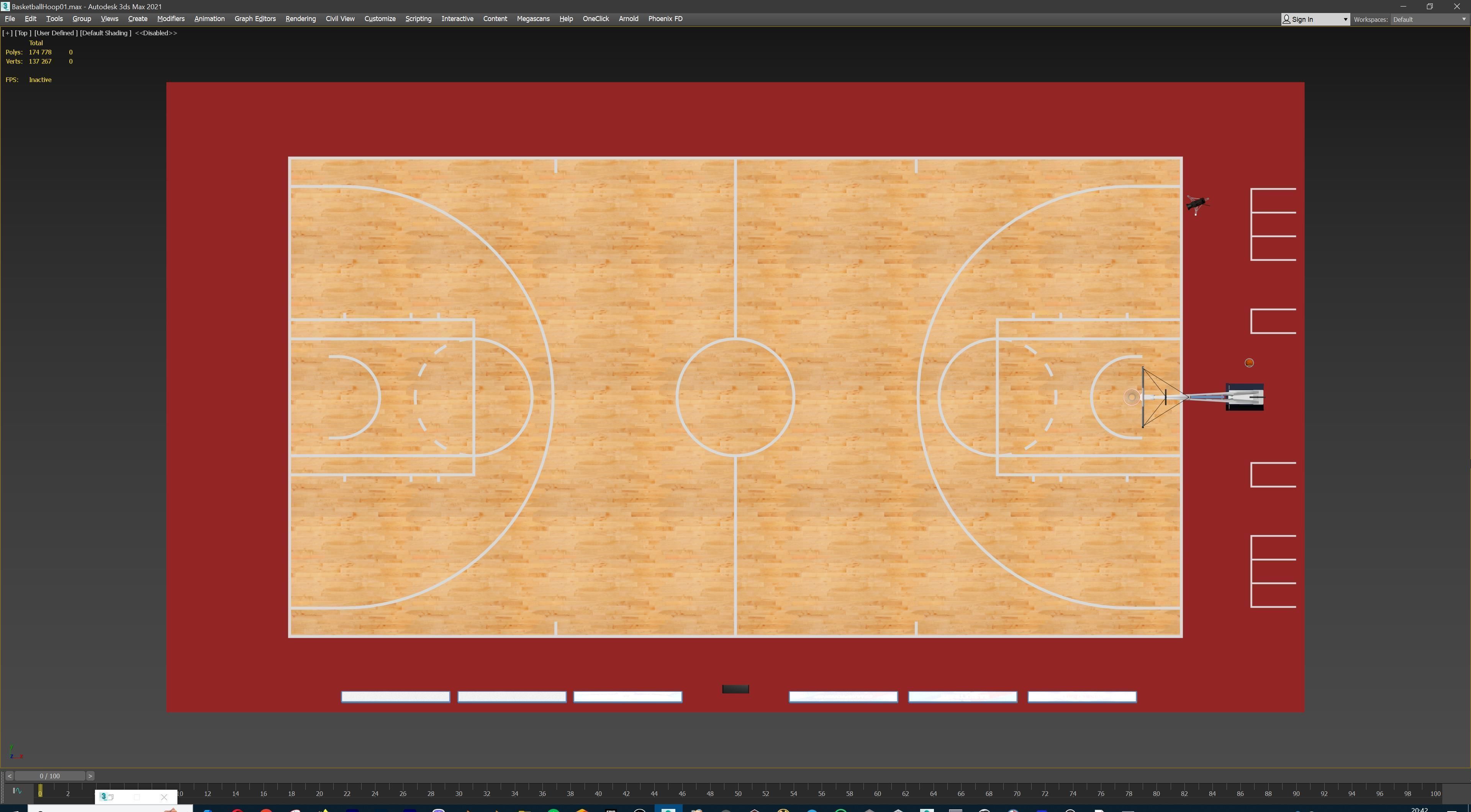 Basketball Court Set with Hoop Floor Timers LED Screens Low-poly 3D model_25