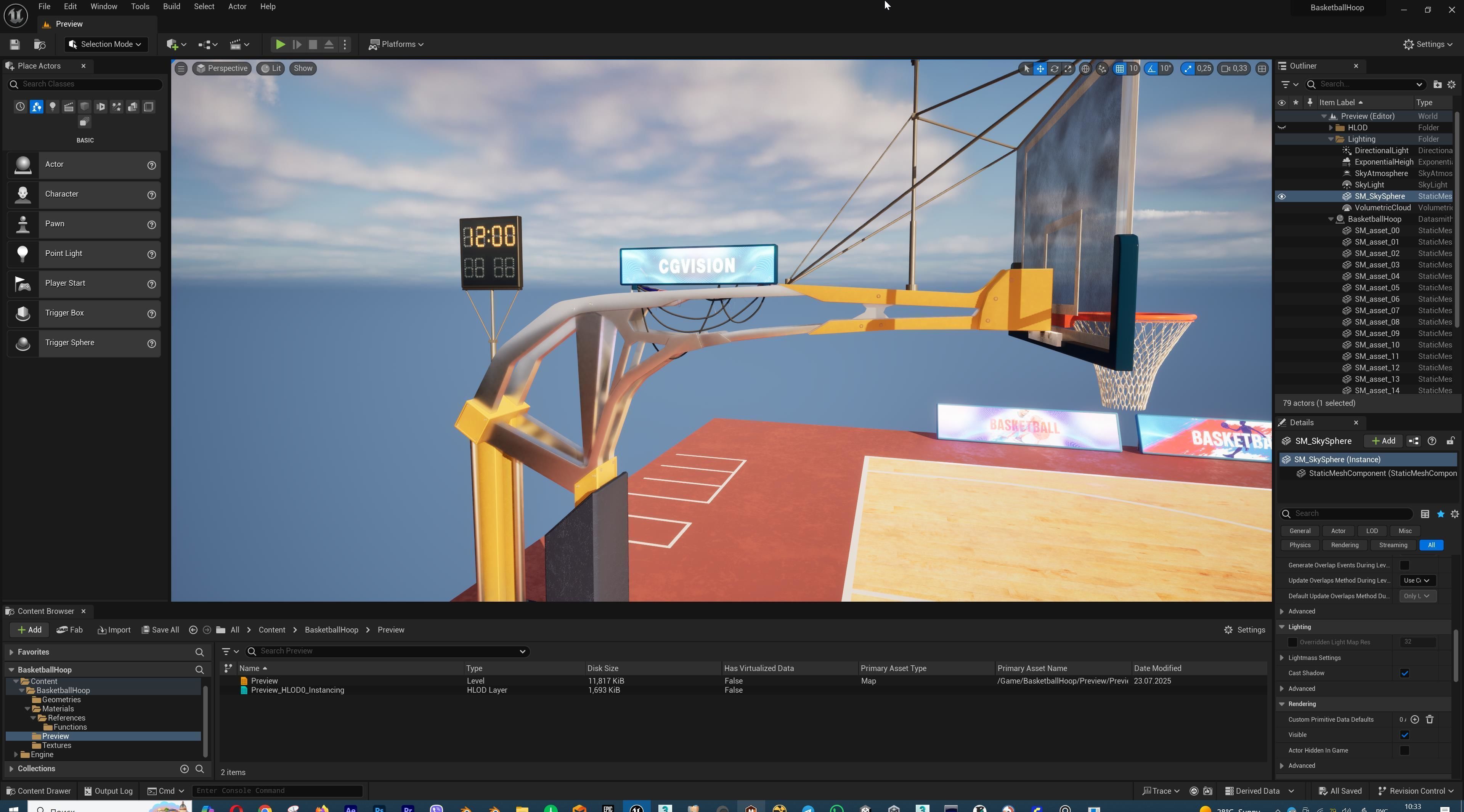 Basketball Court Set with Hoop Floor Timers LED Screens Low-poly 3D model_37