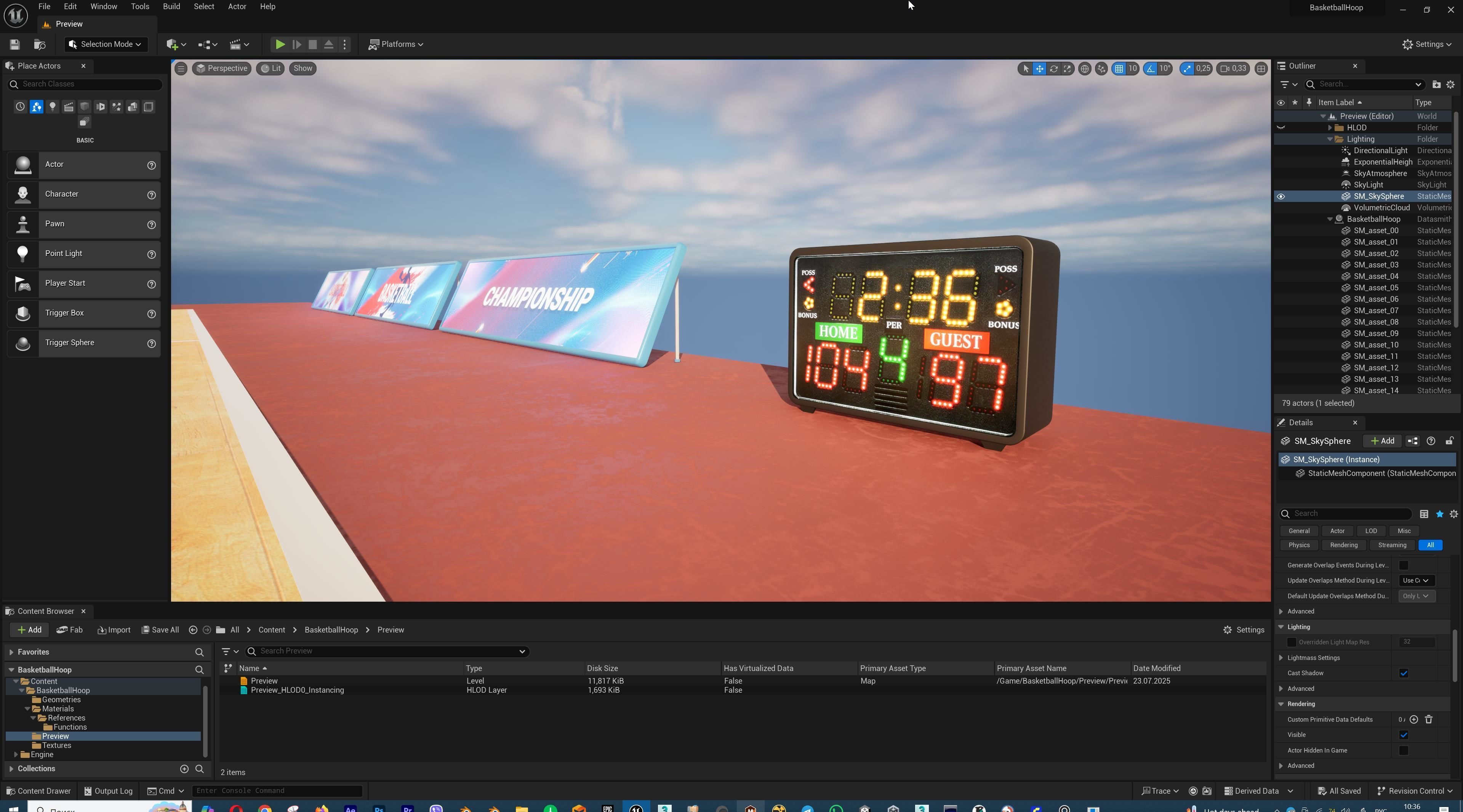 Basketball Court Set with Hoop Floor Timers LED Screens Low-poly 3D model_40