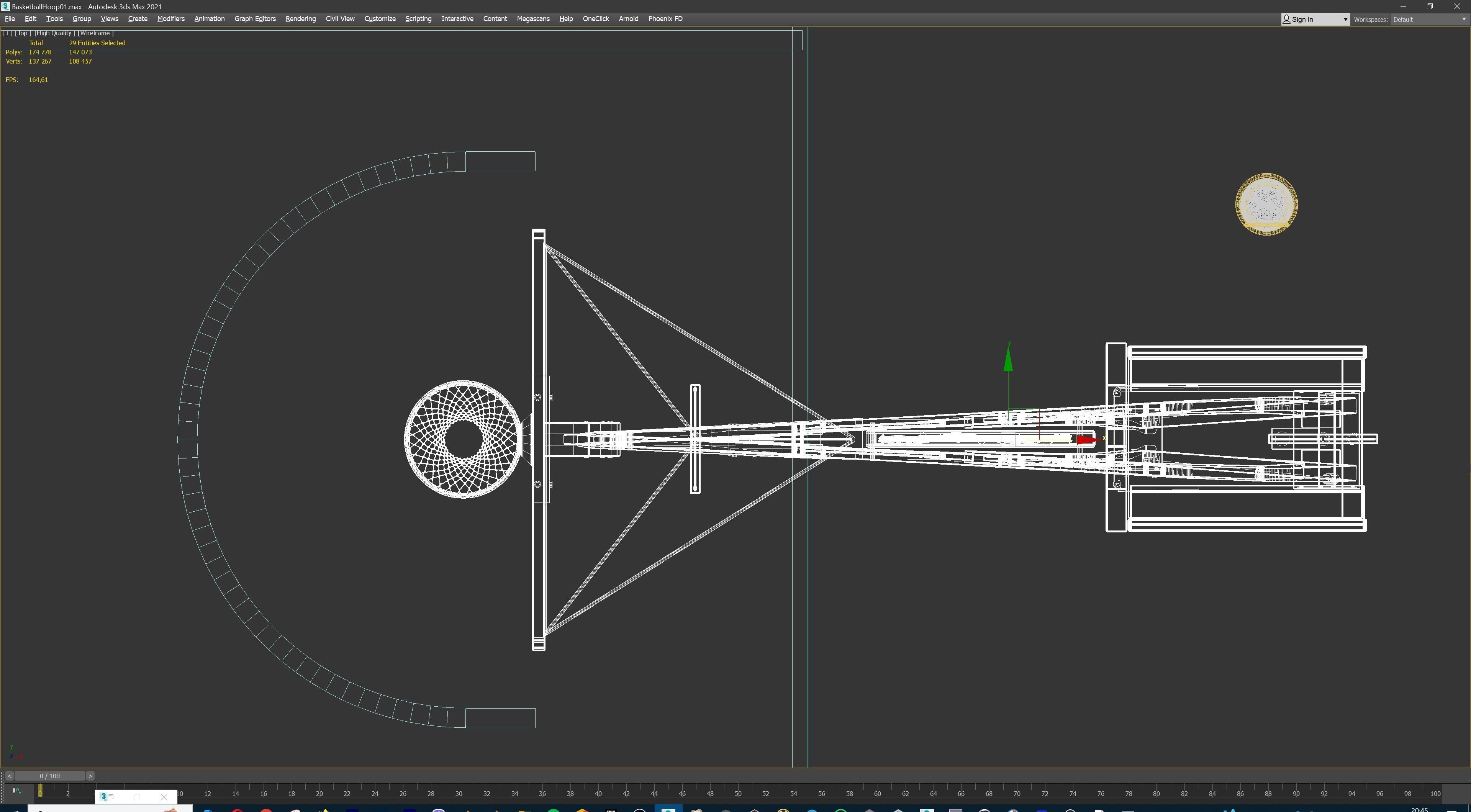 Basketball Court Set with Hoop Floor Timers LED Screens Low-poly 3D model_32