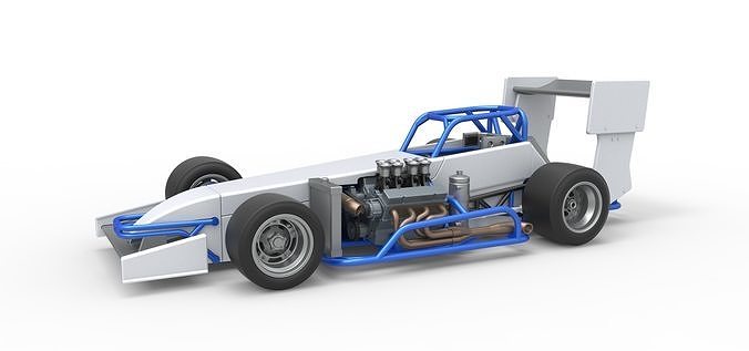 Supermodified front engine race car V4 Scale 1 to 25 3D print model