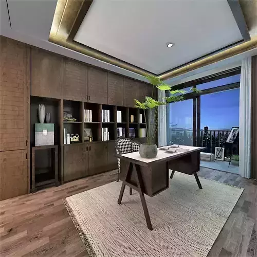 Home Office with Balcony 3D model
