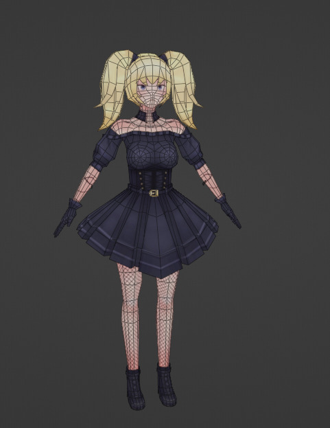Ani Waifu Grok 4 Rigged Lowpoly Low-poly 3D model_1