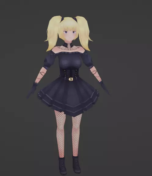 Ani Waifu Grok 4 Rigged Lowpoly Low-poly 3D model_0