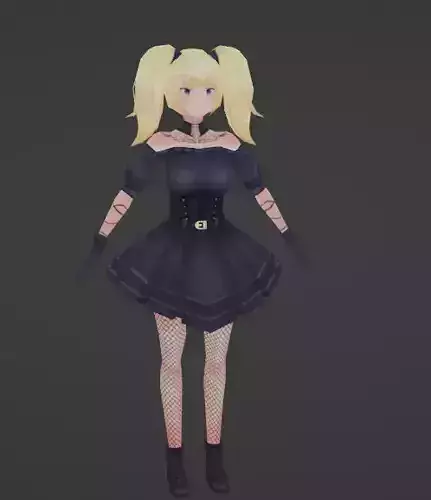 Ani Waifu Grok 4 Rigged Lowpoly Low-poly 3D model
