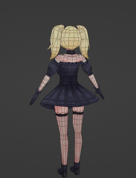 Ani Waifu Grok 4 Rigged Lowpoly Low-poly 3D model_2