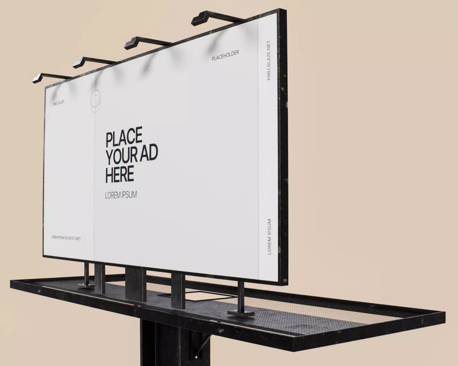 Advertising Billboard Bigboard Low-poly 3D model_0