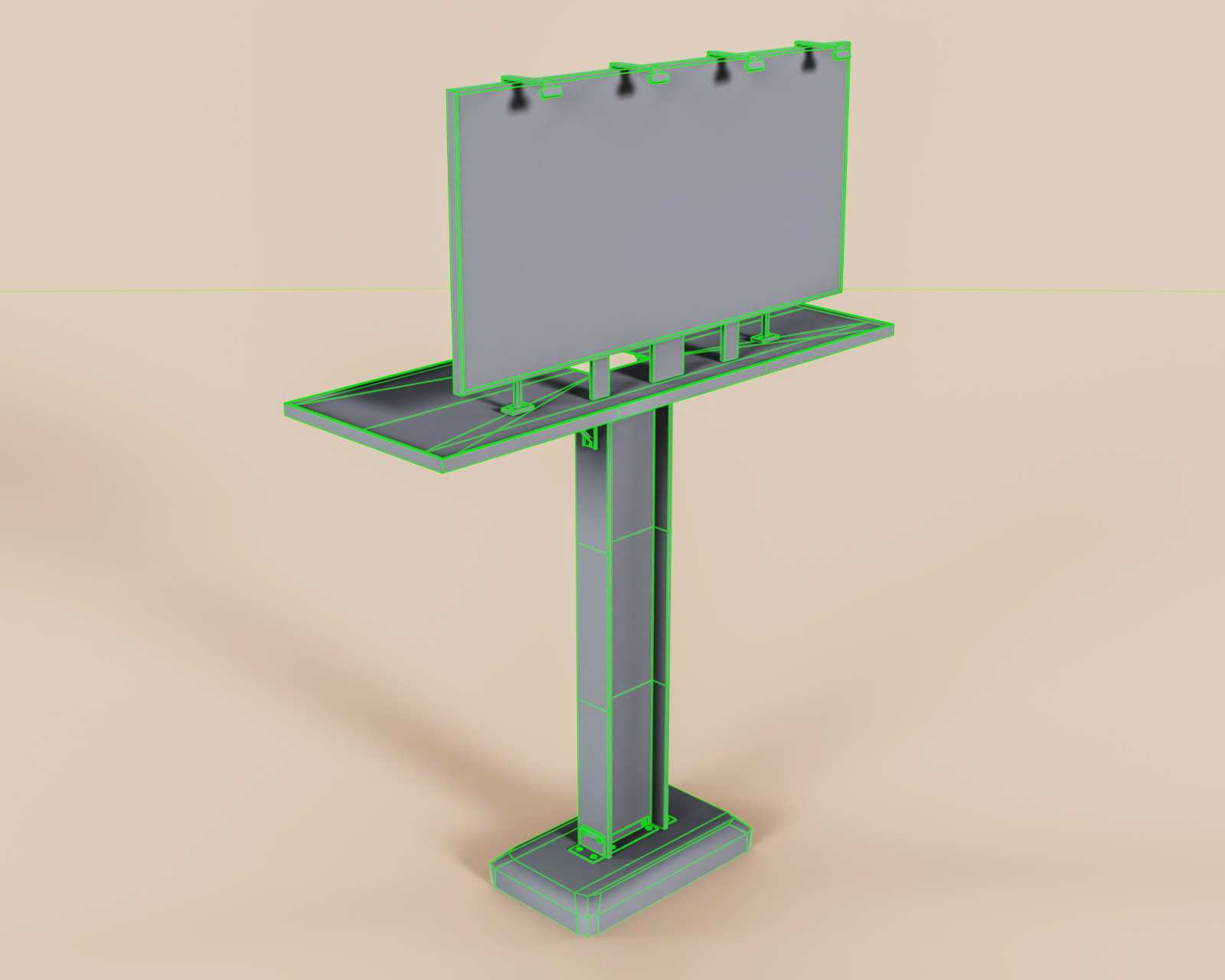 Advertising Billboard Bigboard Low-poly 3D model_16