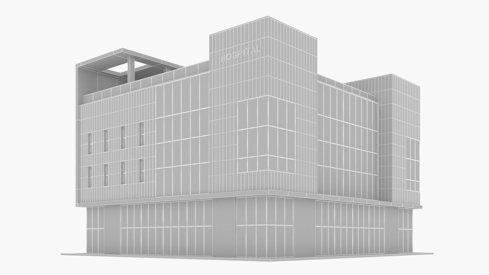 Hospital Low-poly 3D model_7