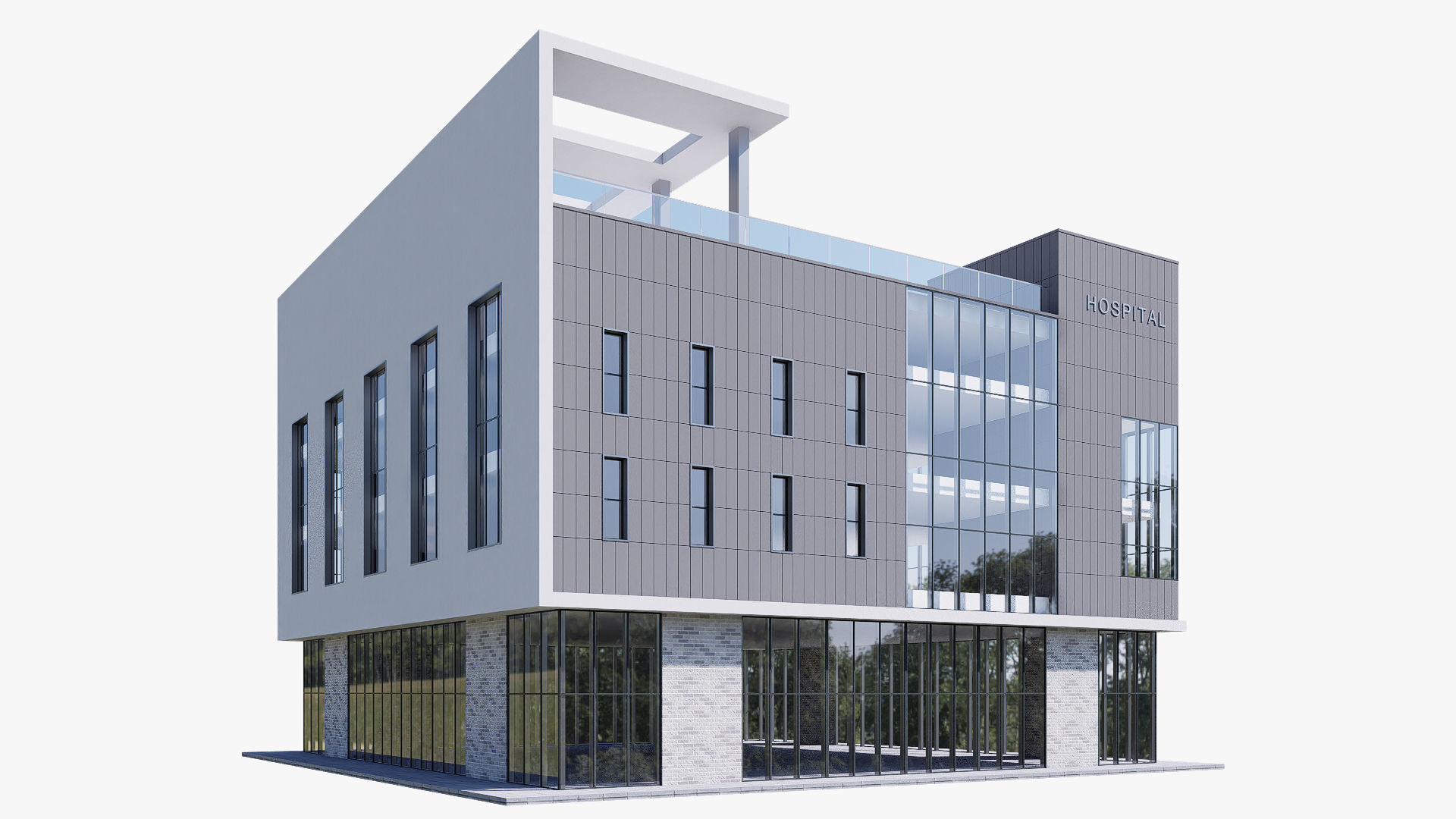 Hospital Low-poly 3D model_1