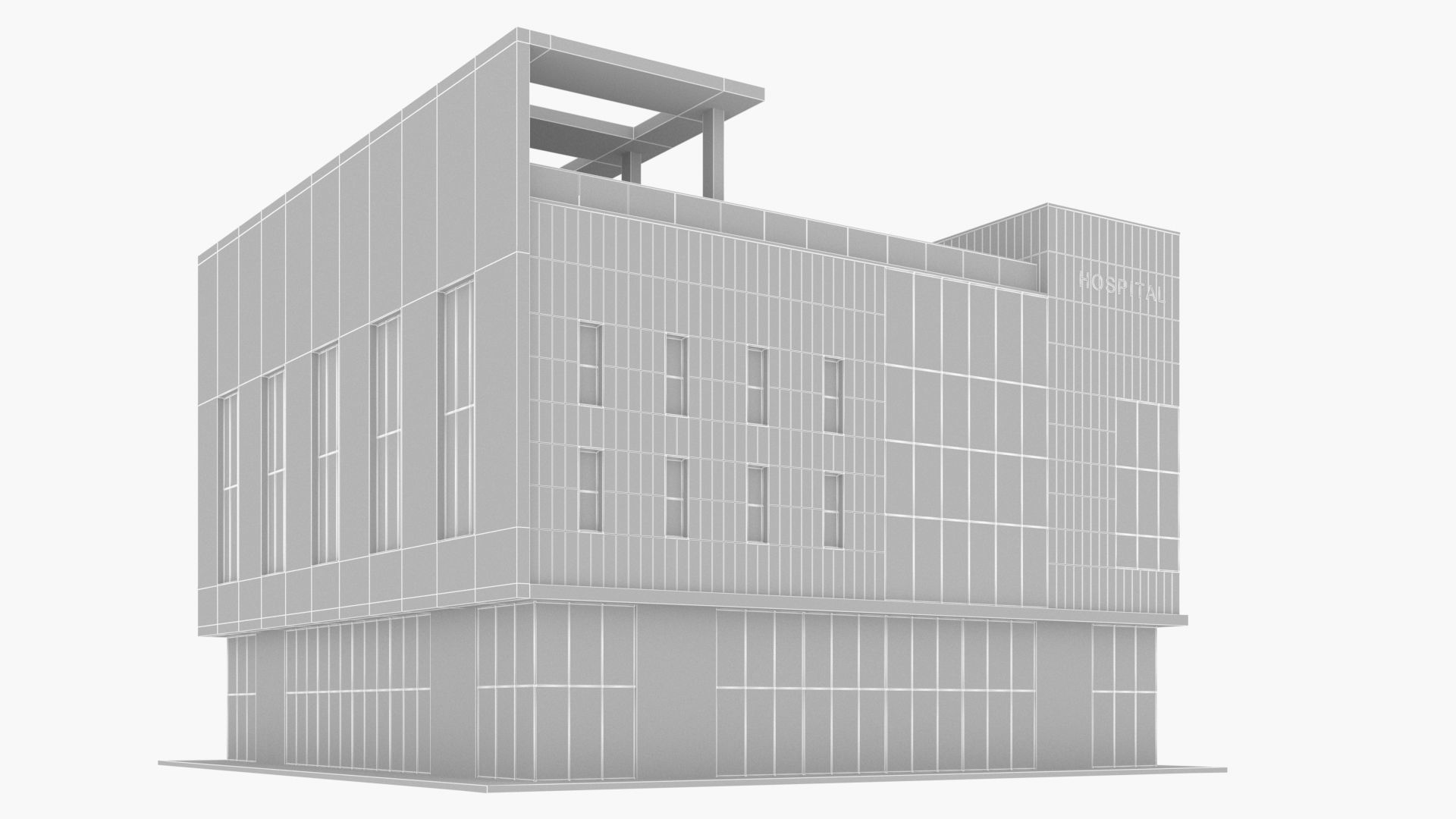 Hospital Low-poly 3D model_6