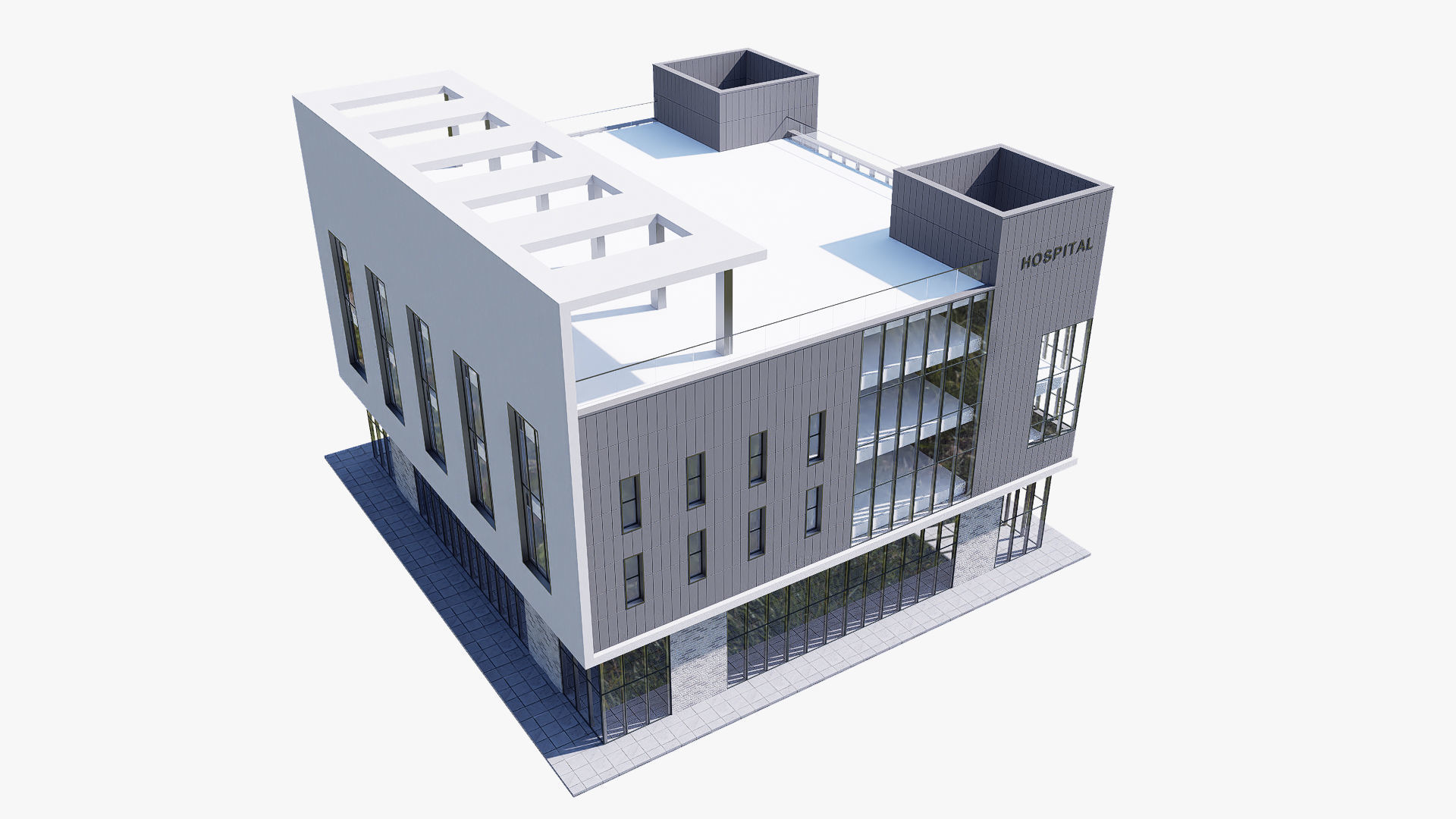Hospital Low-poly 3D model_4