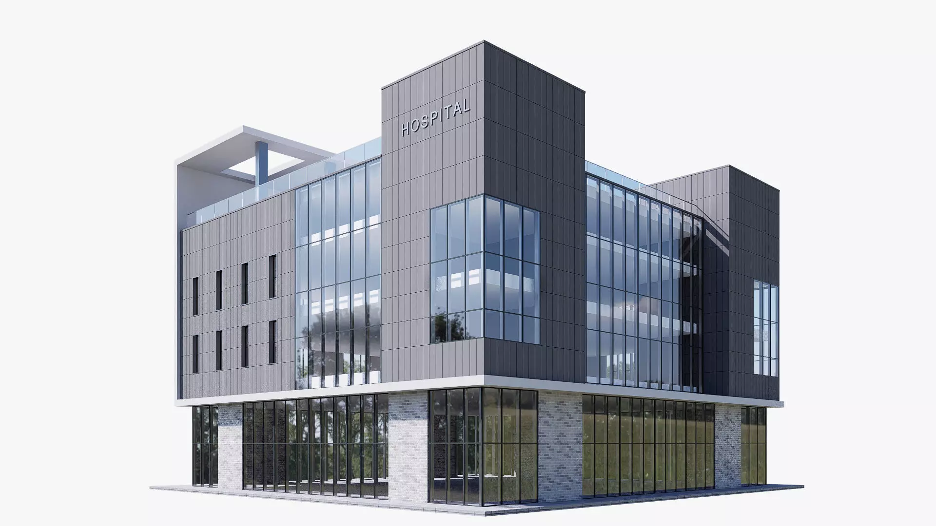 Hospital Low-poly 3D model_0