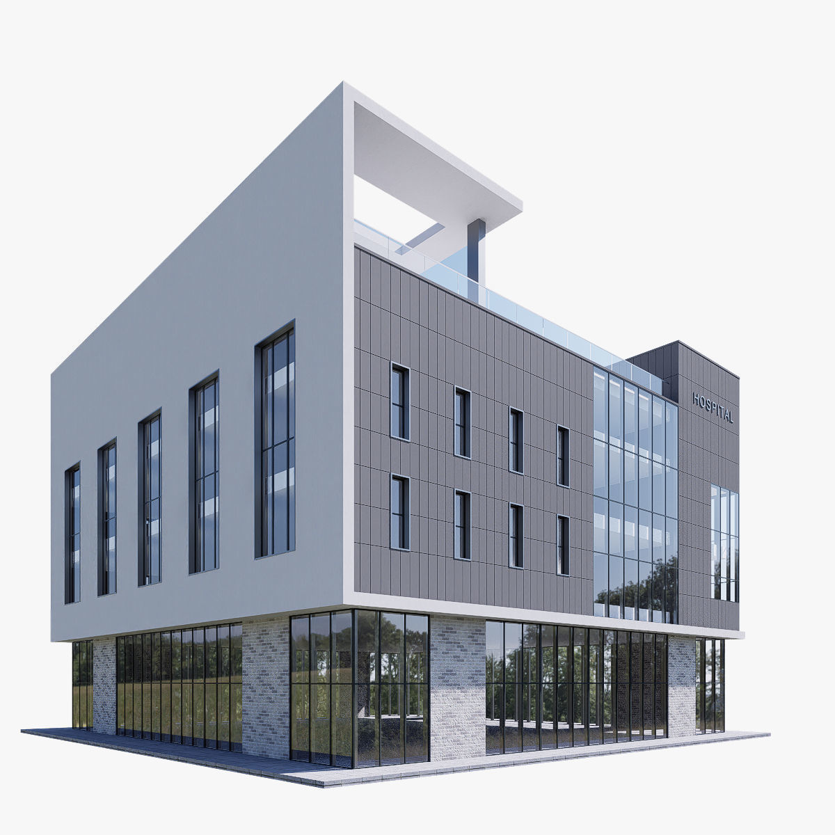 Hospital Low-poly 3D model_5