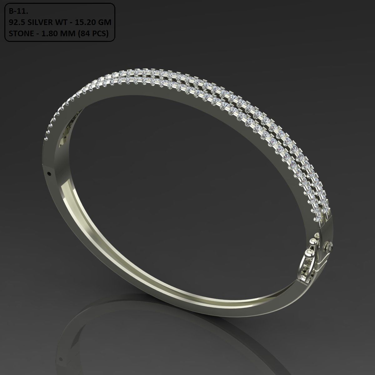 Gold and Silver Designer Bangles and Bracelets with CZ Diamonds 3D print model_100