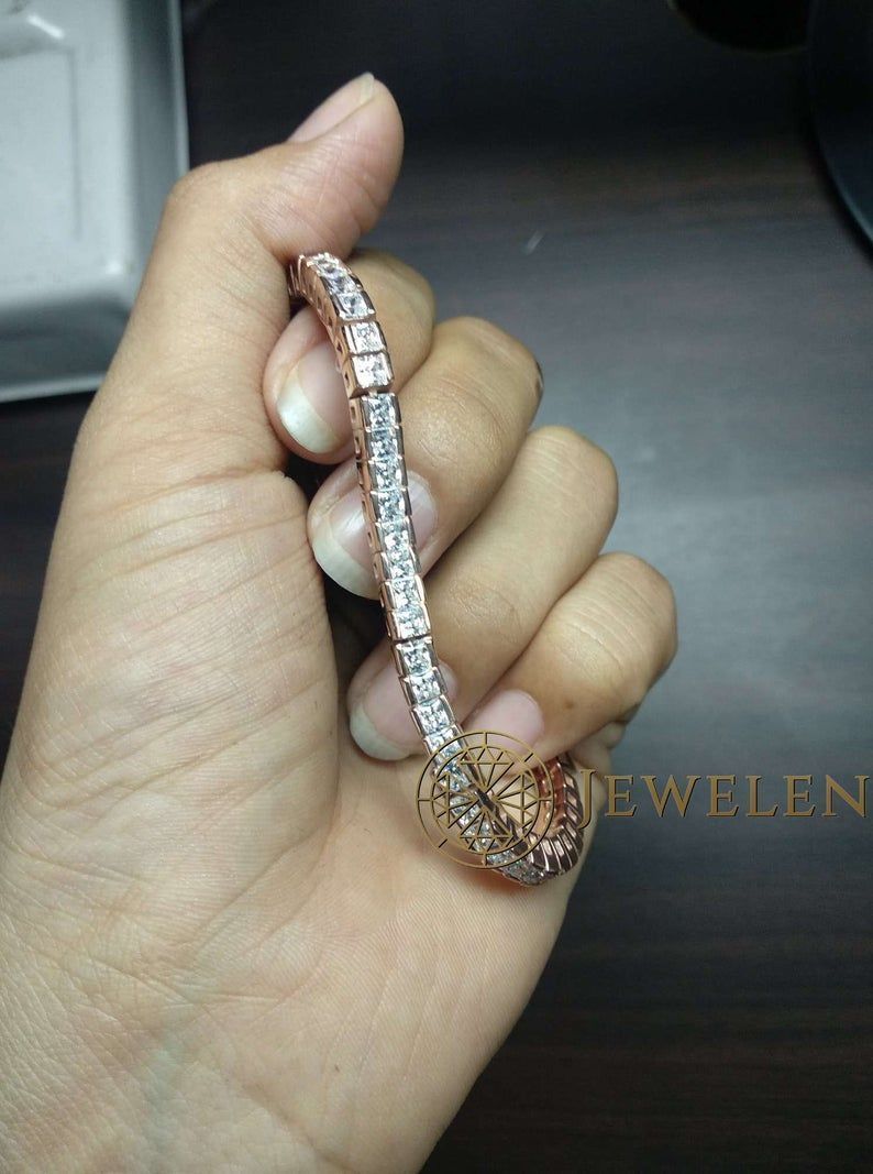 Gold and Silver Designer Bangles and Bracelets with CZ Diamonds 3D print model_110