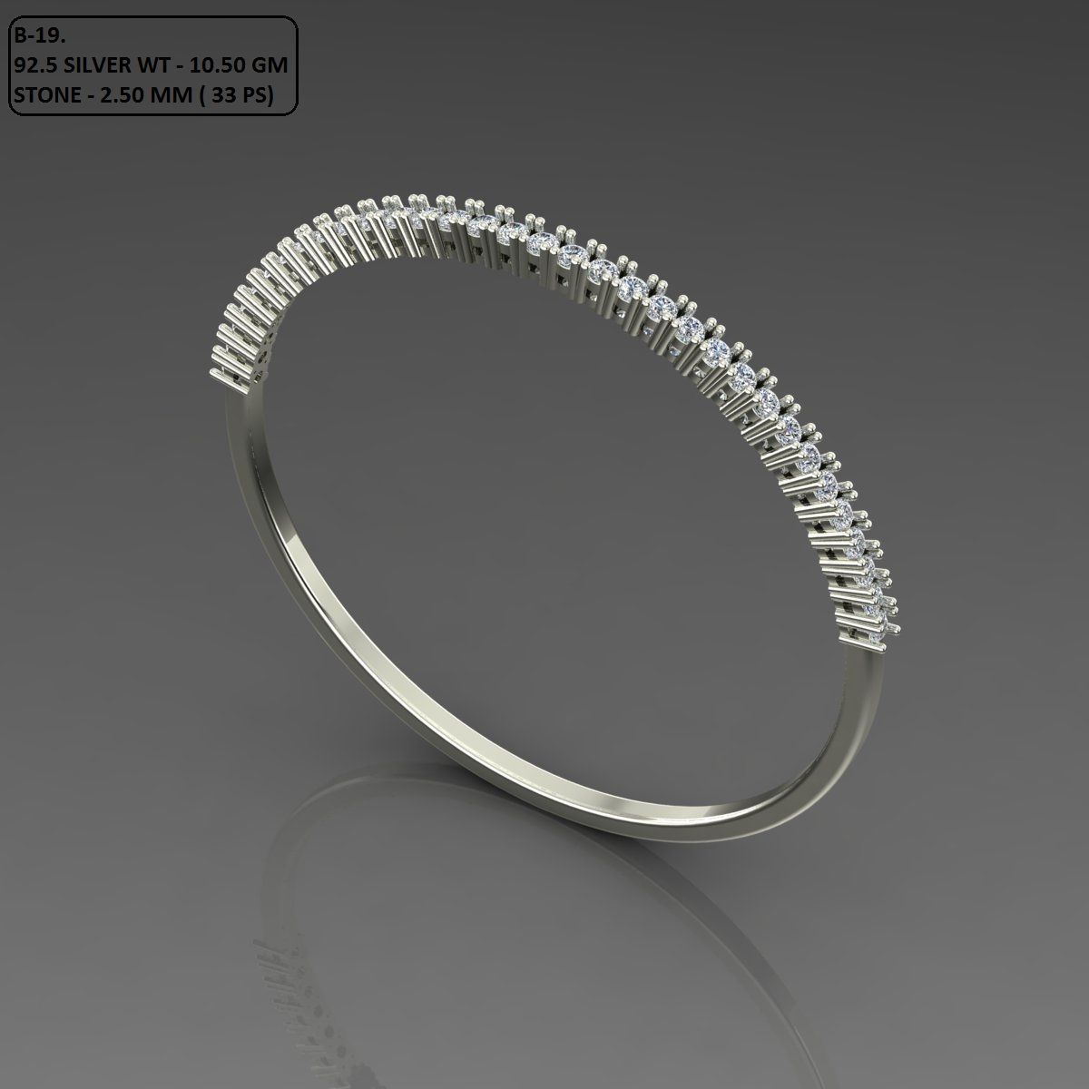 Gold and Silver Designer Bangles and Bracelets with CZ Diamonds 3D print model_113