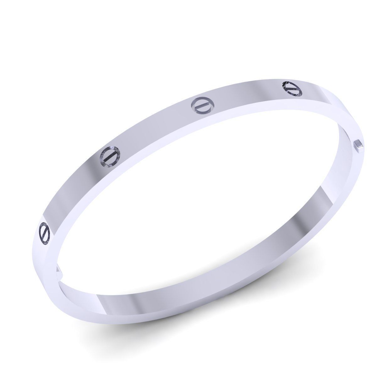 Gold and Silver Designer Bangles and Bracelets with CZ Diamonds 3D print model_17