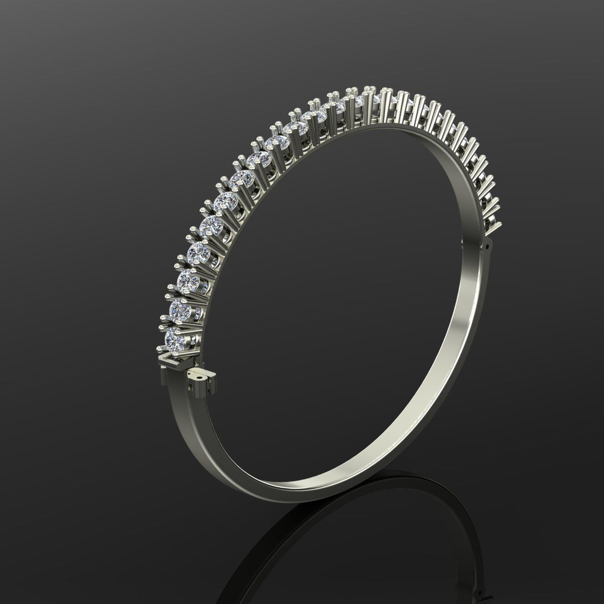 Gold and Silver Designer Bangles and Bracelets with CZ Diamonds 3D print model_67