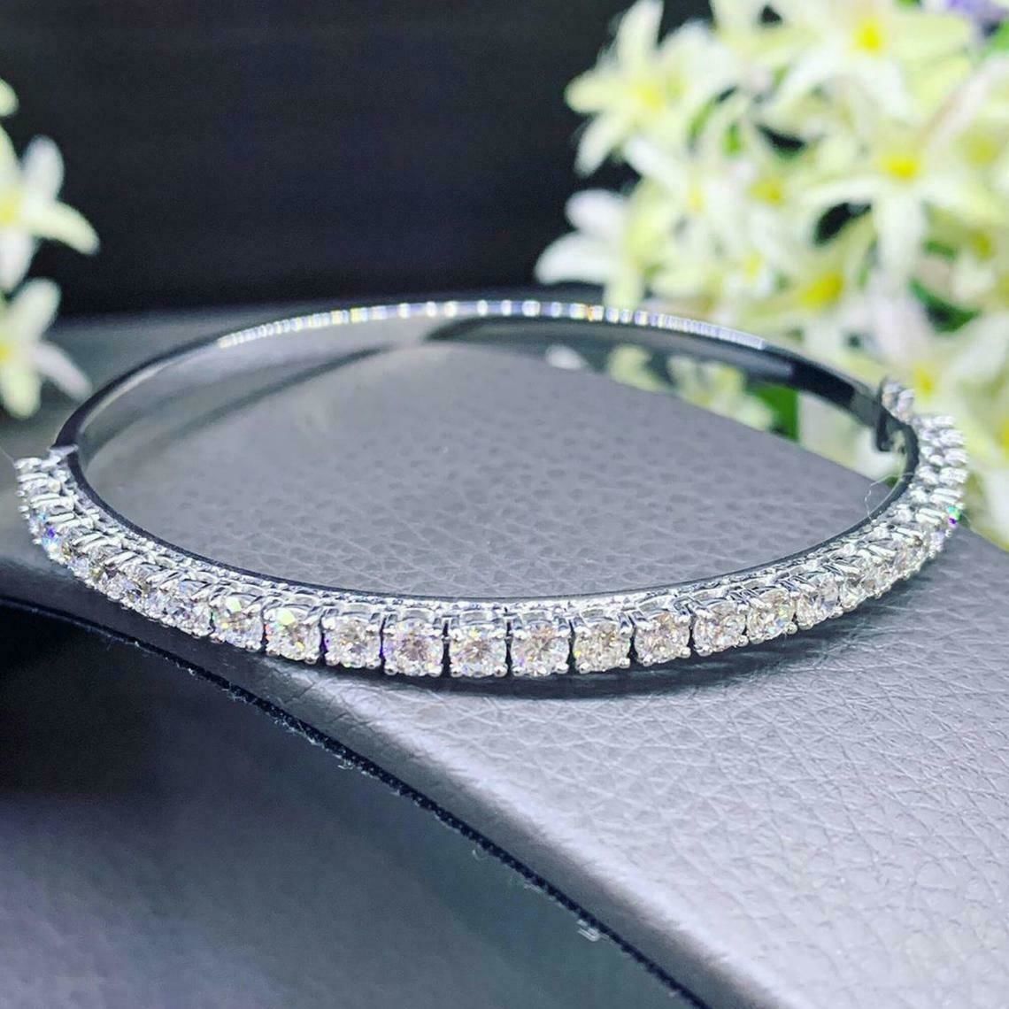 Gold and Silver Designer Bangles and Bracelets with CZ Diamonds 3D print model_94