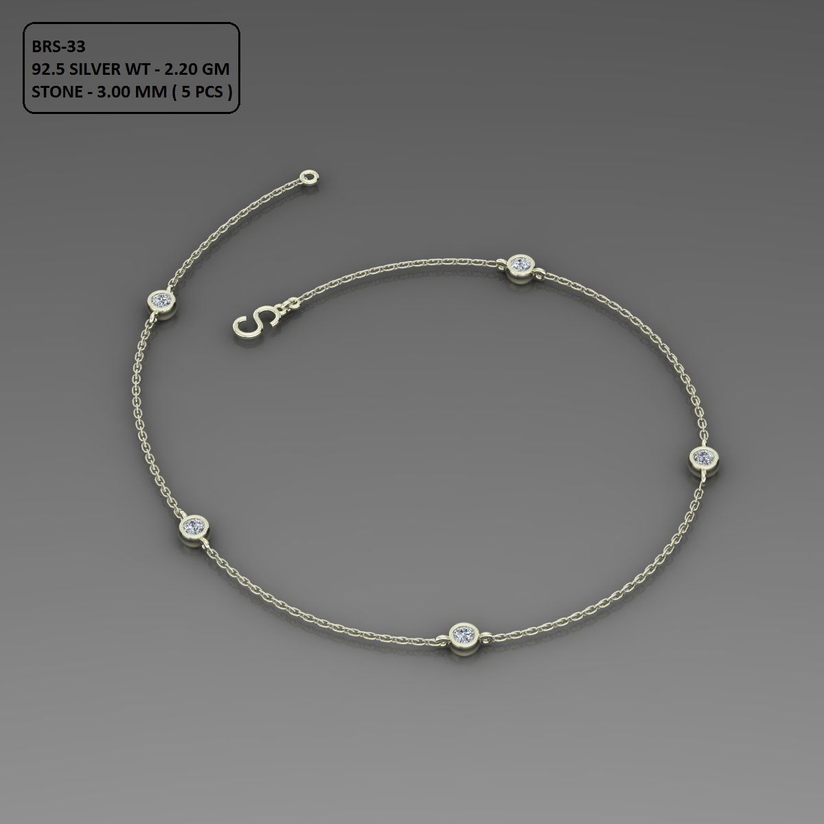 Gold and Silver Designer Bangles and Bracelets with CZ Diamonds 3D print model_78