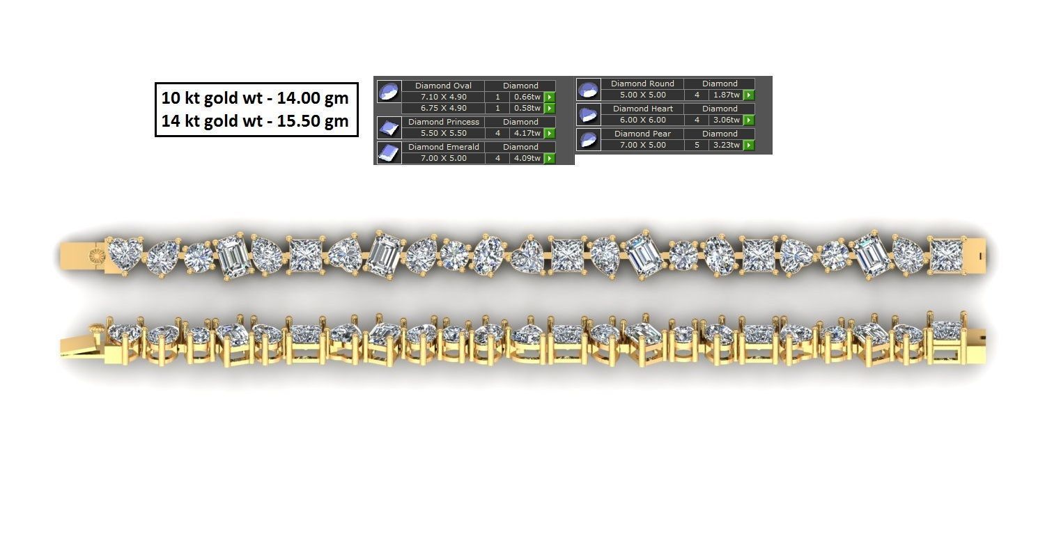 Gold and Silver Designer Bangles and Bracelets with CZ Diamonds 3D print model_84