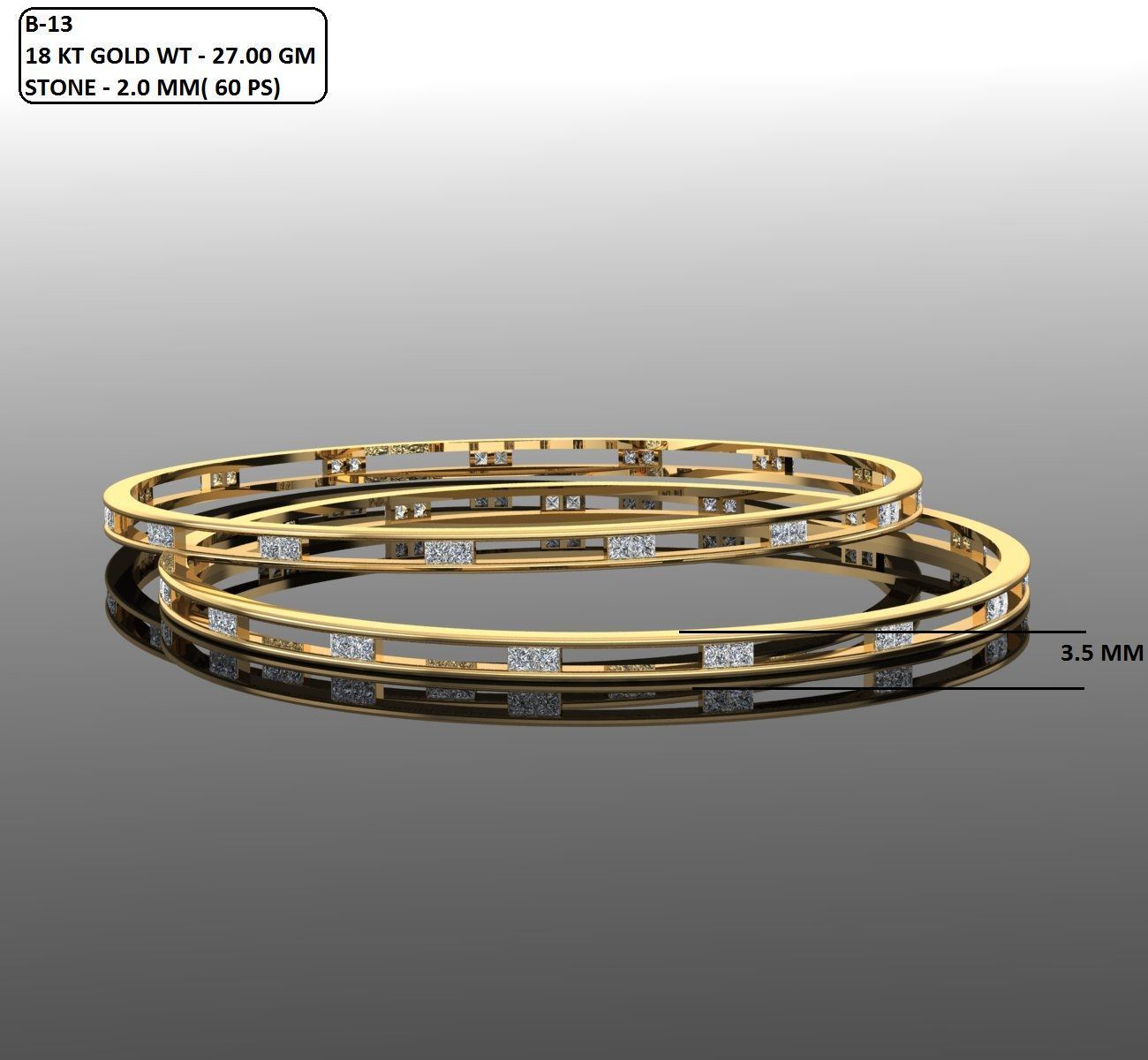 Gold and Silver Designer Bangles and Bracelets with CZ Diamonds 3D print model_118