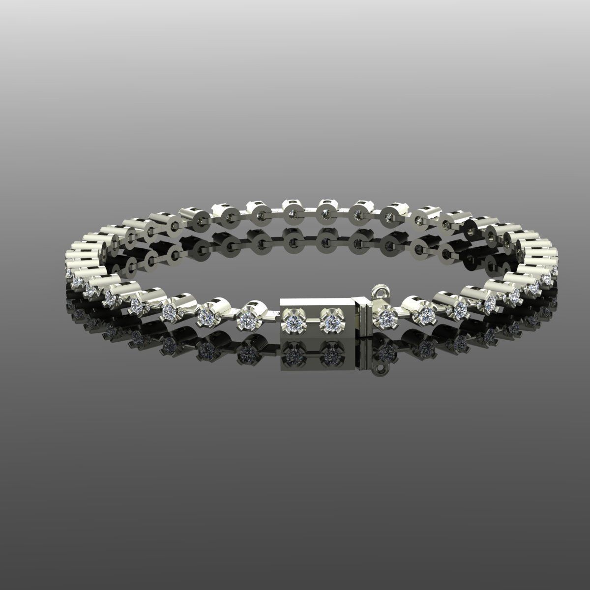 Gold and Silver Designer Bangles and Bracelets with CZ Diamonds 3D print model_37