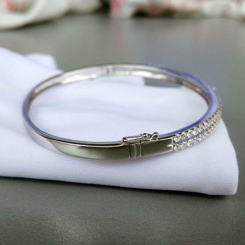 Gold and Silver Designer Bangles and Bracelets with CZ Diamonds 3D print model_83