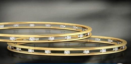 Gold and Silver Designer Bangles and Bracelets with CZ Diamonds 3D print model_59