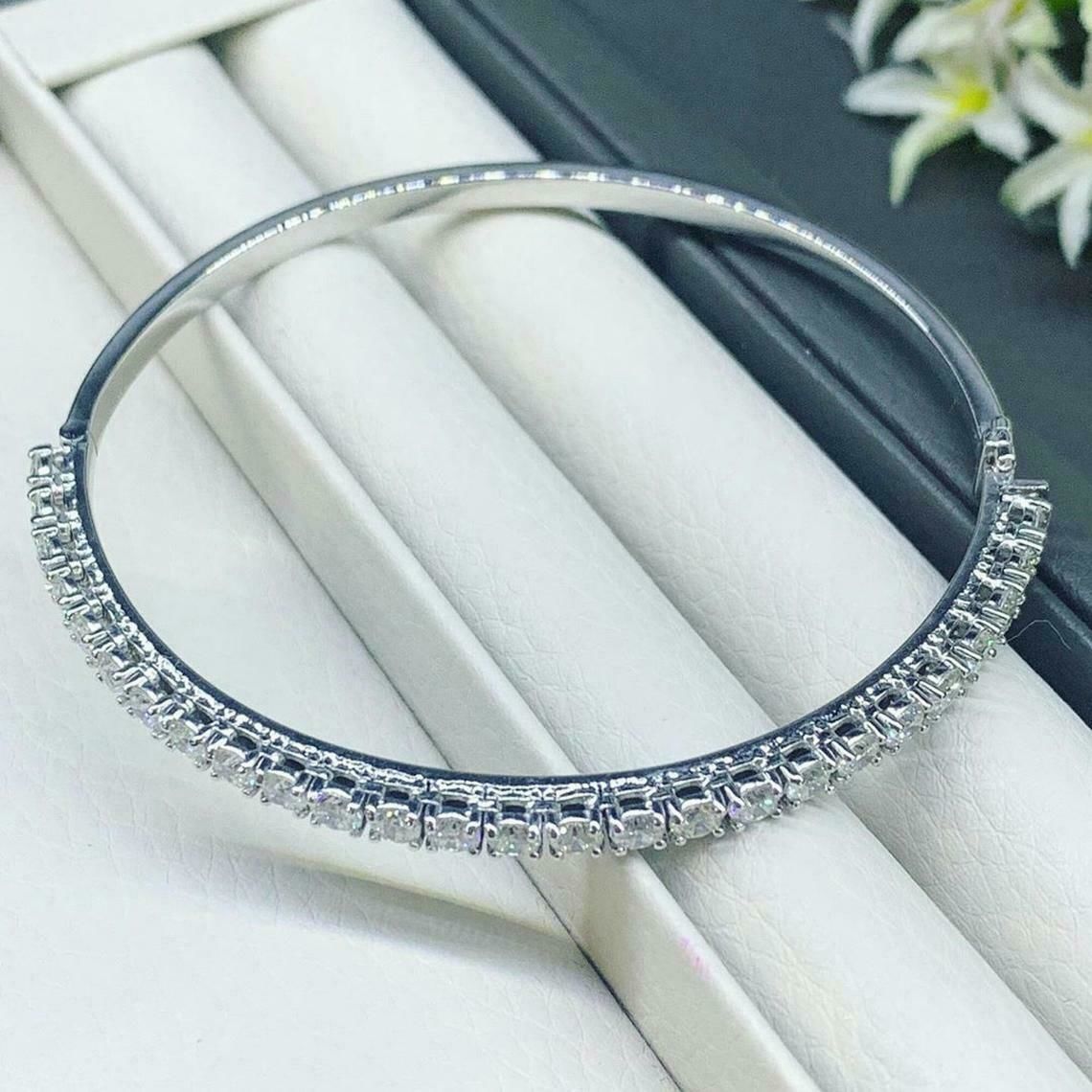 Gold and Silver Designer Bangles and Bracelets with CZ Diamonds 3D print model_111