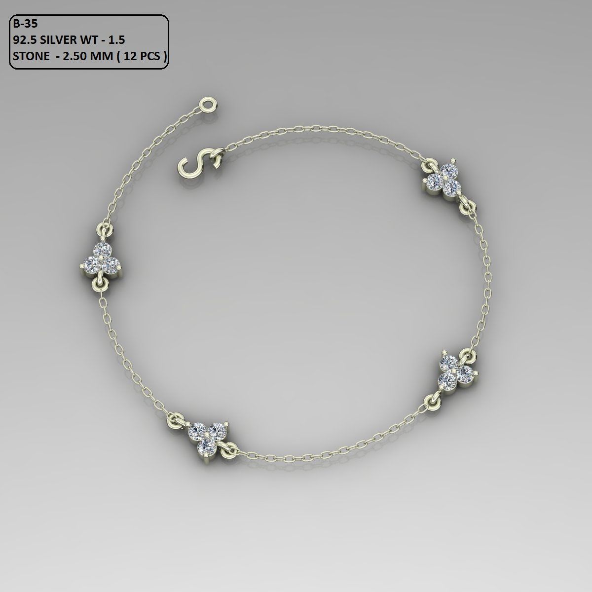 Gold and Silver Designer Bangles and Bracelets with CZ Diamonds 3D print model_44