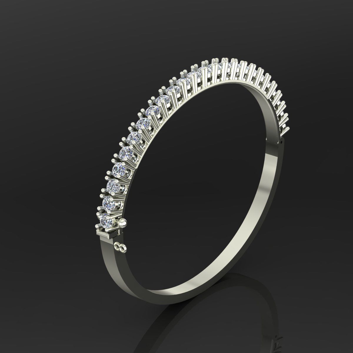 Gold and Silver Designer Bangles and Bracelets with CZ Diamonds 3D print model_116