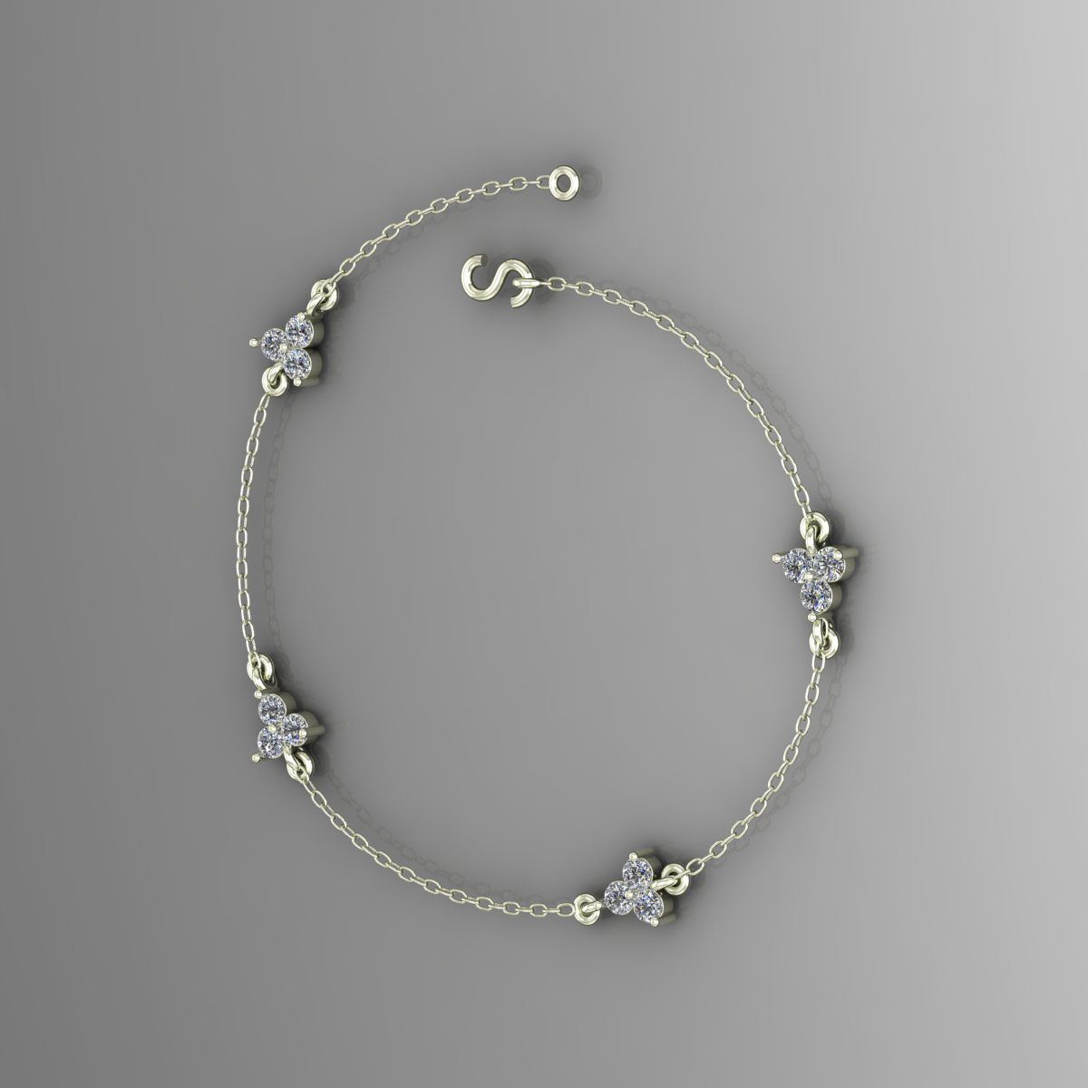 Gold and Silver Designer Bangles and Bracelets with CZ Diamonds 3D print model_24