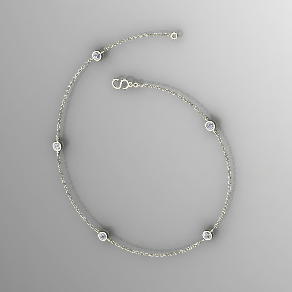 Gold and Silver Designer Bangles and Bracelets with CZ Diamonds 3D print model_65