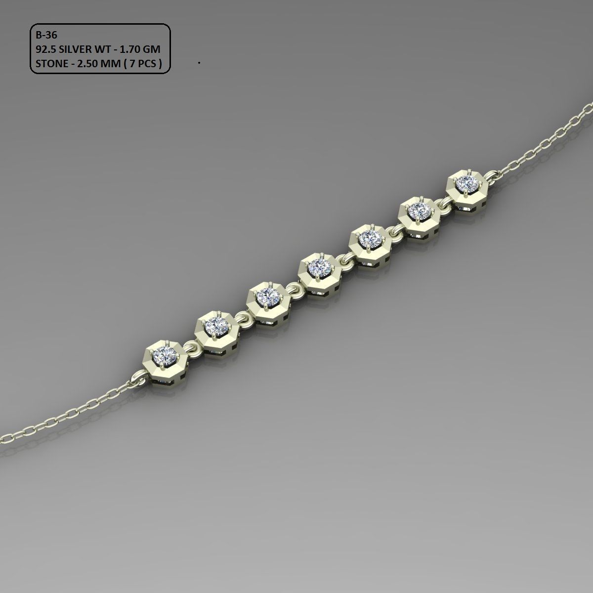 Gold and Silver Designer Bangles and Bracelets with CZ Diamonds 3D print model_48