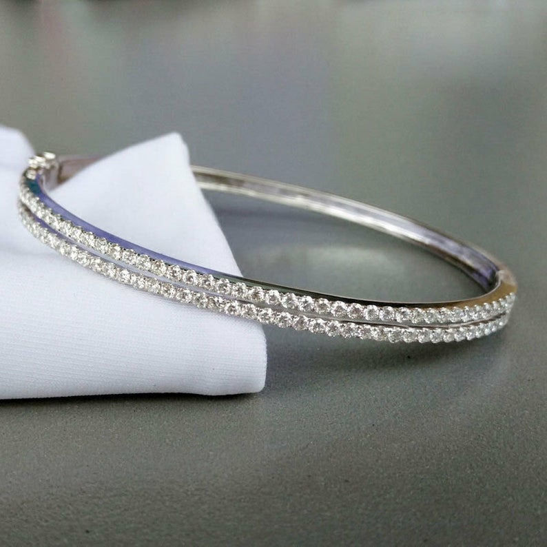 Gold and Silver Designer Bangles and Bracelets with CZ Diamonds 3D print model_114