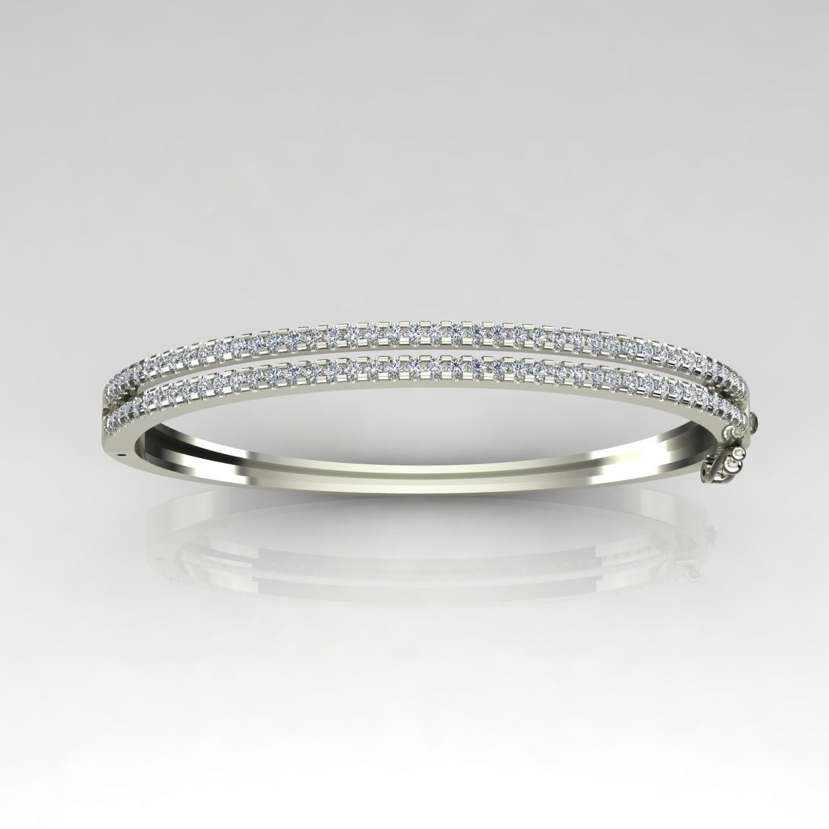 Gold and Silver Designer Bangles and Bracelets with CZ Diamonds 3D print model_95