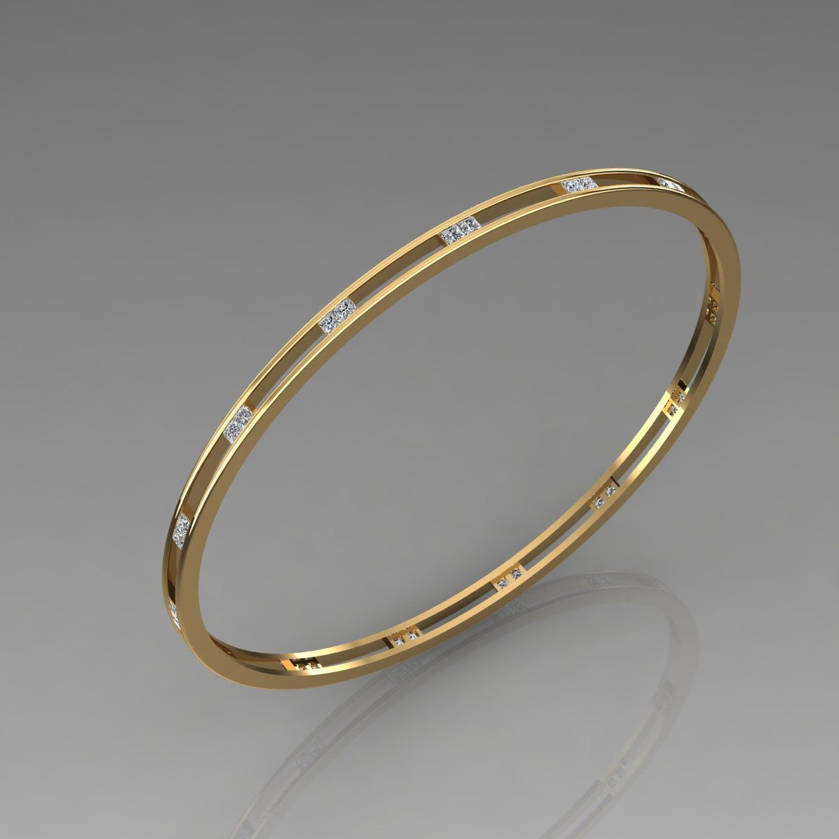 Gold and Silver Designer Bangles and Bracelets with CZ Diamonds 3D print model_91
