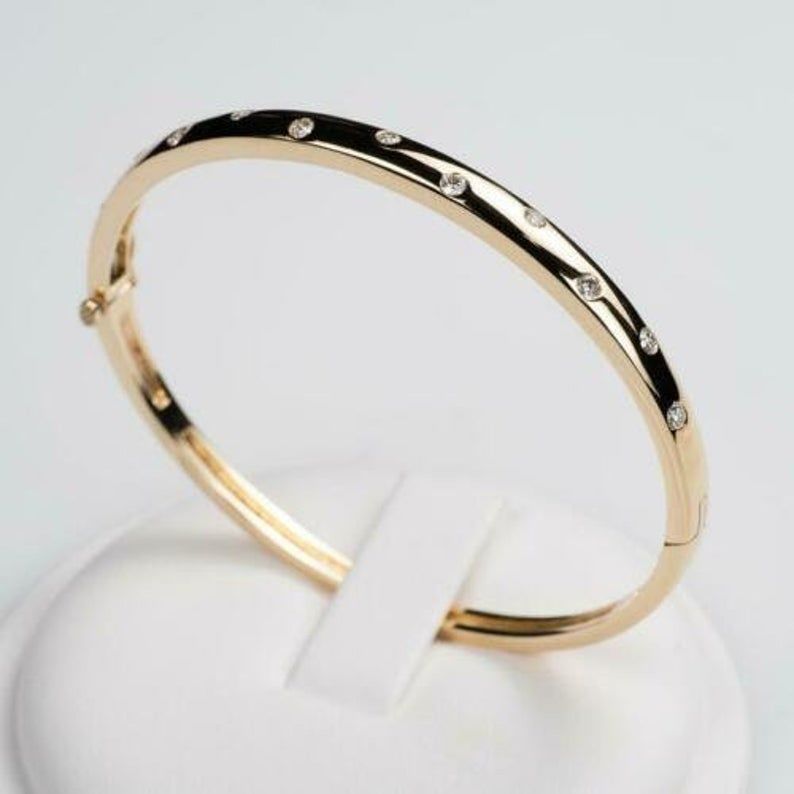 Gold and Silver Designer Bangles and Bracelets with CZ Diamonds 3D print model_64