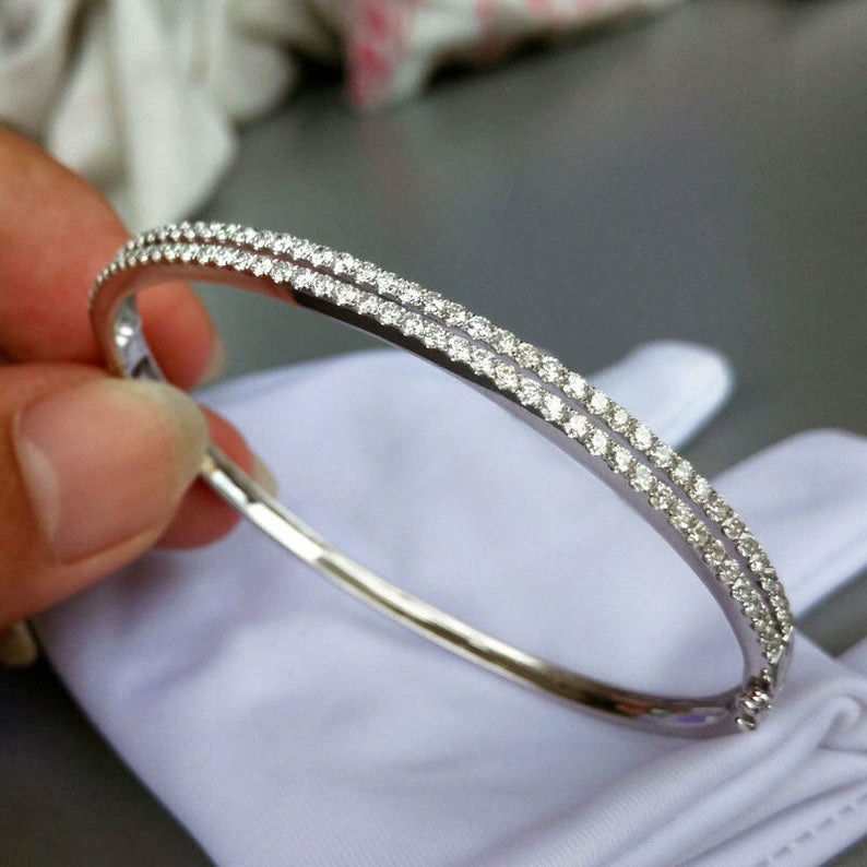 Gold and Silver Designer Bangles and Bracelets with CZ Diamonds 3D print model_102