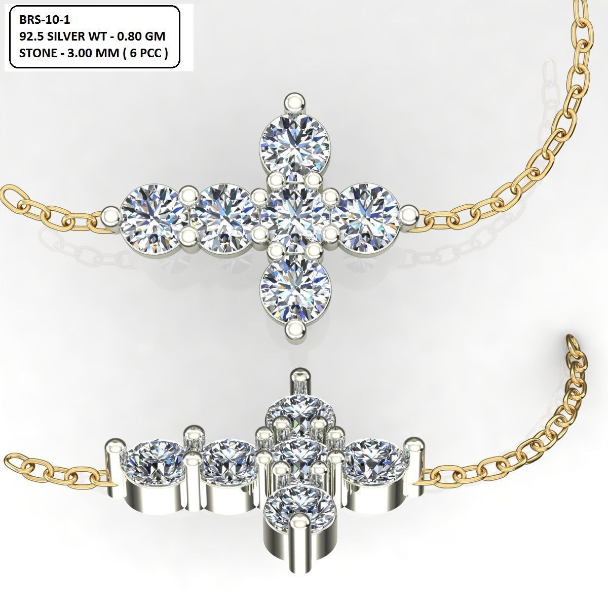 Gold and Silver Designer Bangles and Bracelets with CZ Diamonds 3D print model_96